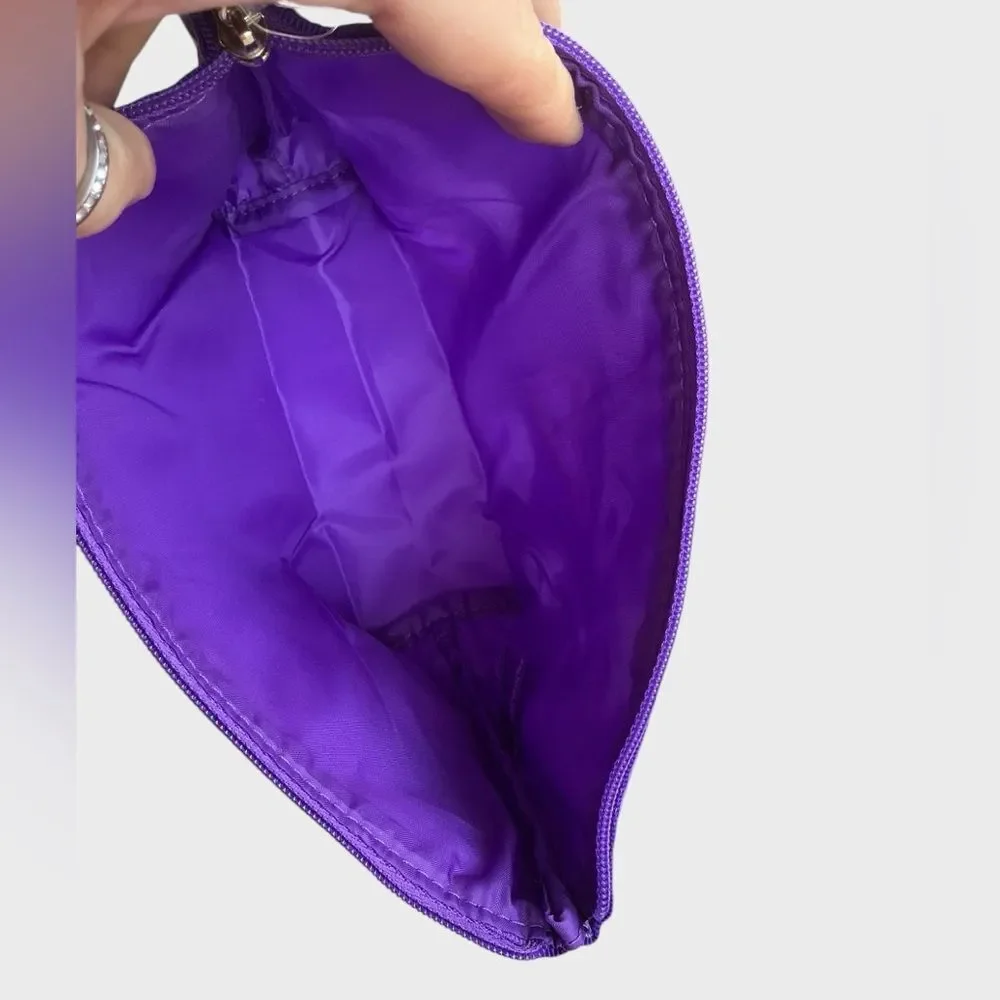 Clinique Purple Cosmetic Bag Makeup Pouch Butterfly Patch Travel Toiletry Bag